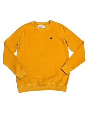 DUTCH BROS Brothers Coffee Mustard Yellow Fleece Terry Sweatshirt Logo Men's S